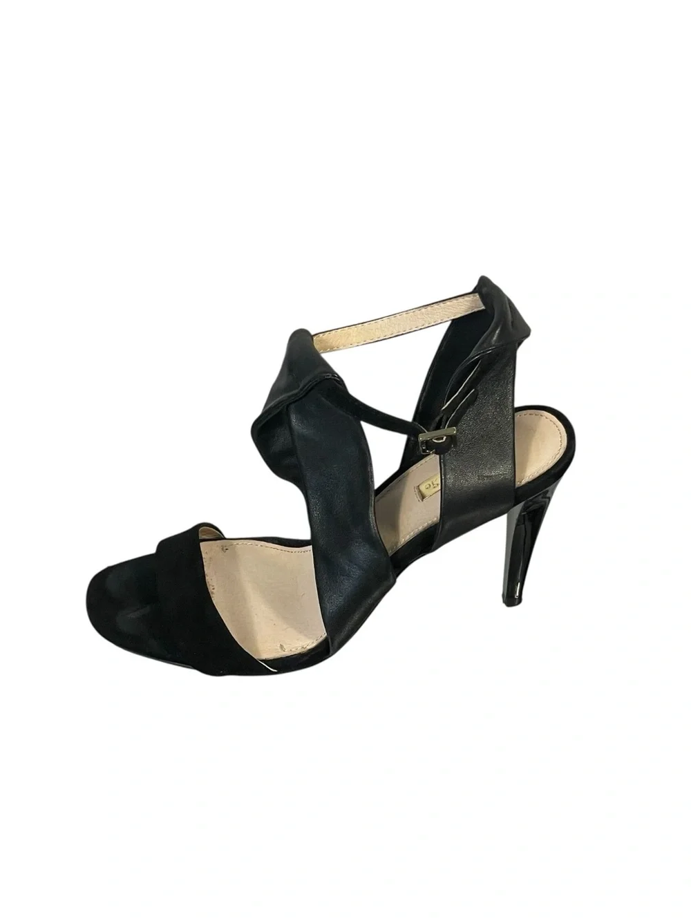 Louise Et Cie Black Leather Suede Strappy Ankle Strap Stiletto Heel Shoes 7.5M